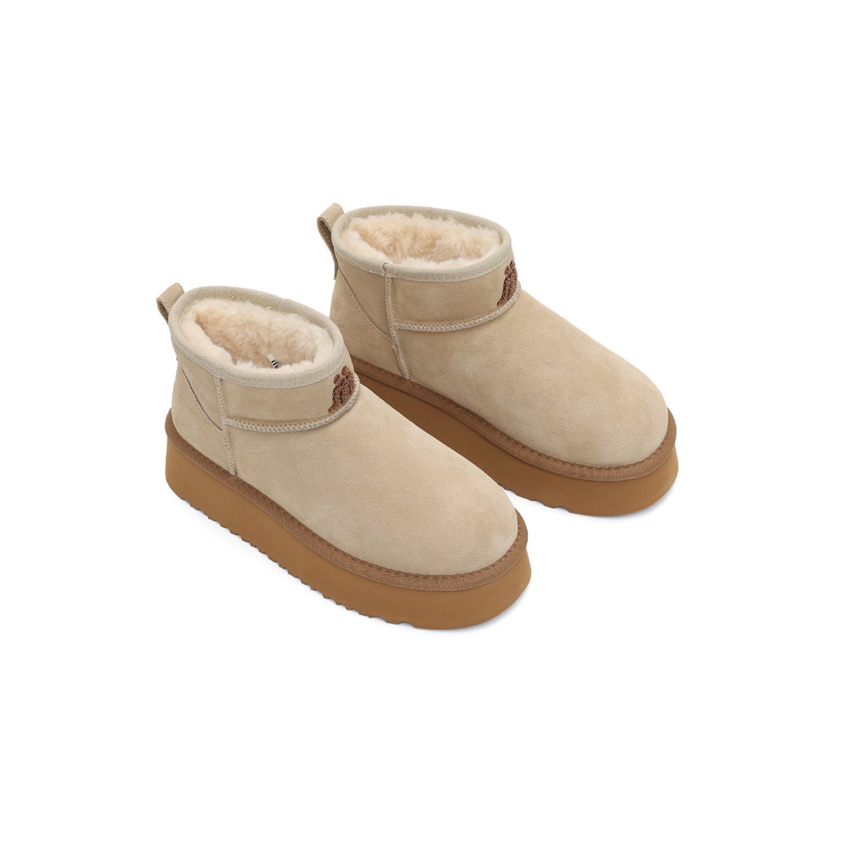 Women’s Fleece-Lined Ankle Snow Boots – Platform Suede Booties