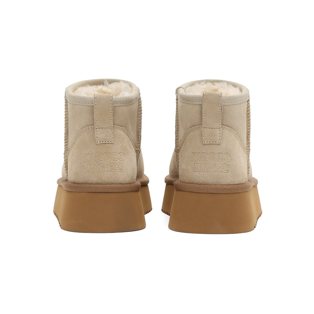 Women’s Fleece-Lined Ankle Snow Boots – Platform Suede Booties