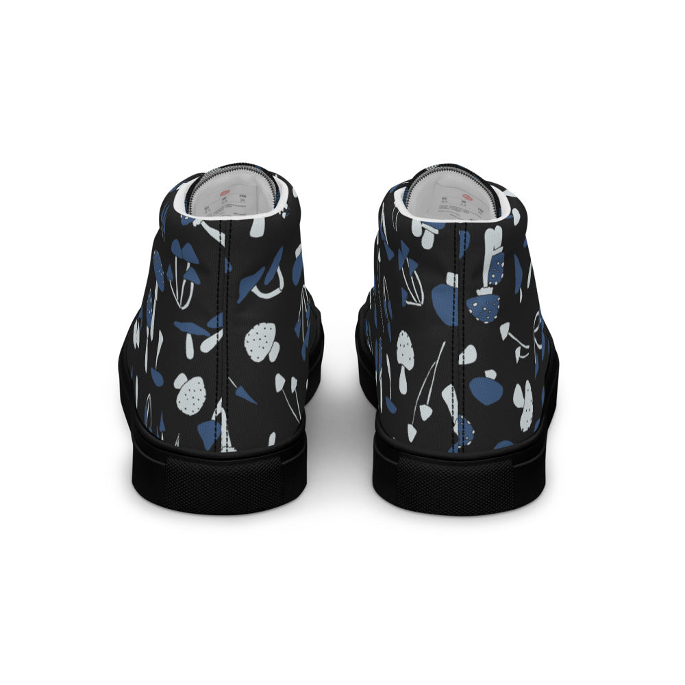 Blue Fungi Women’s high top canvas shoes, footwear, penny royal design, shop now, shoes, sneakers