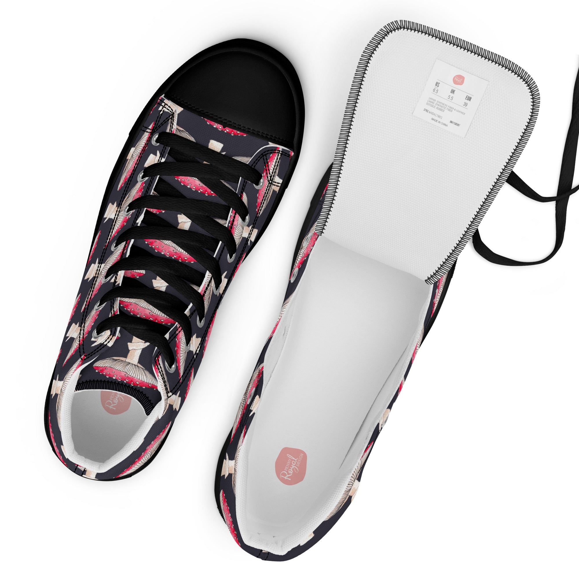 Toadstool Women’s high top canvas shoes, footwear, penny royal design, shop now, shoes, sneakers