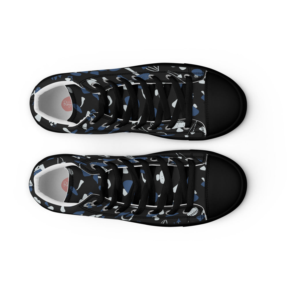 Blue Fungi Women’s high top canvas shoes, footwear, penny royal design, shop now, shoes, sneakers