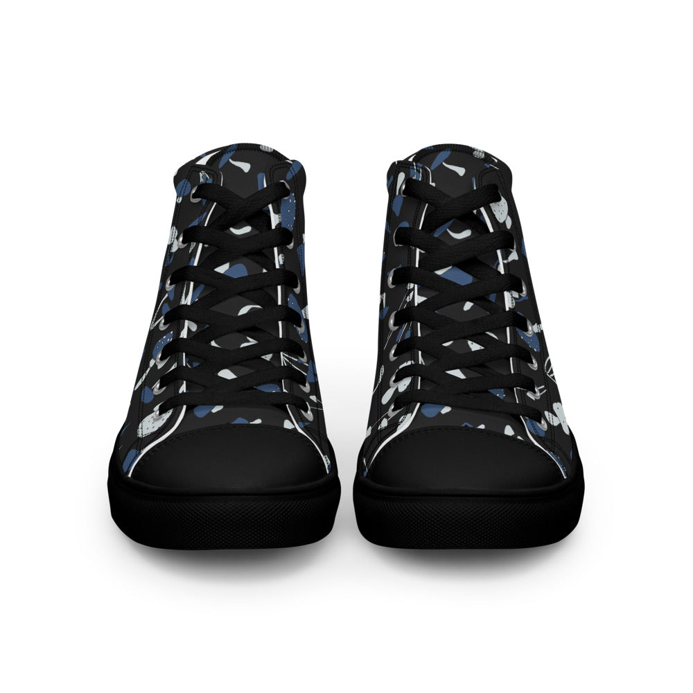 Blue Fungi Women’s high top canvas shoes, footwear, penny royal design, shop now, shoes, sneakers