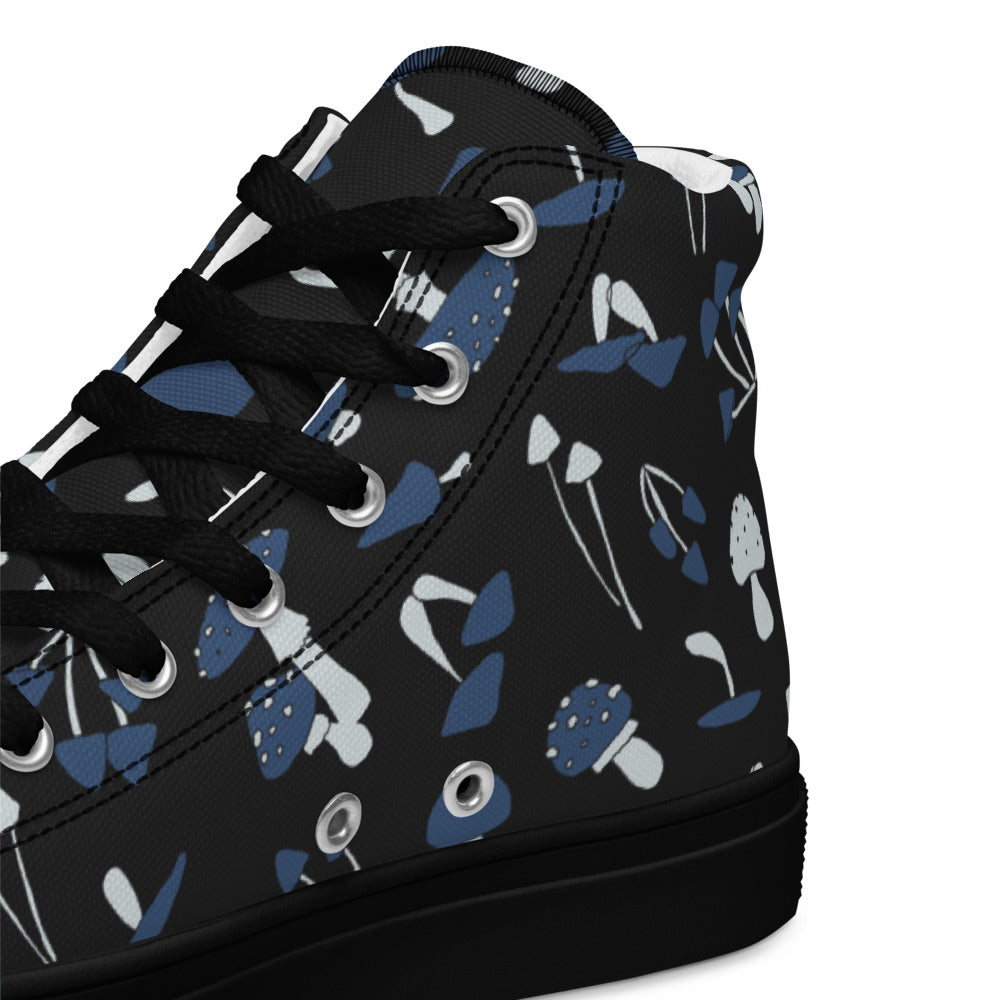 Blue Fungi Women’s high top canvas shoes, footwear, penny royal design, shop now, shoes, sneakers