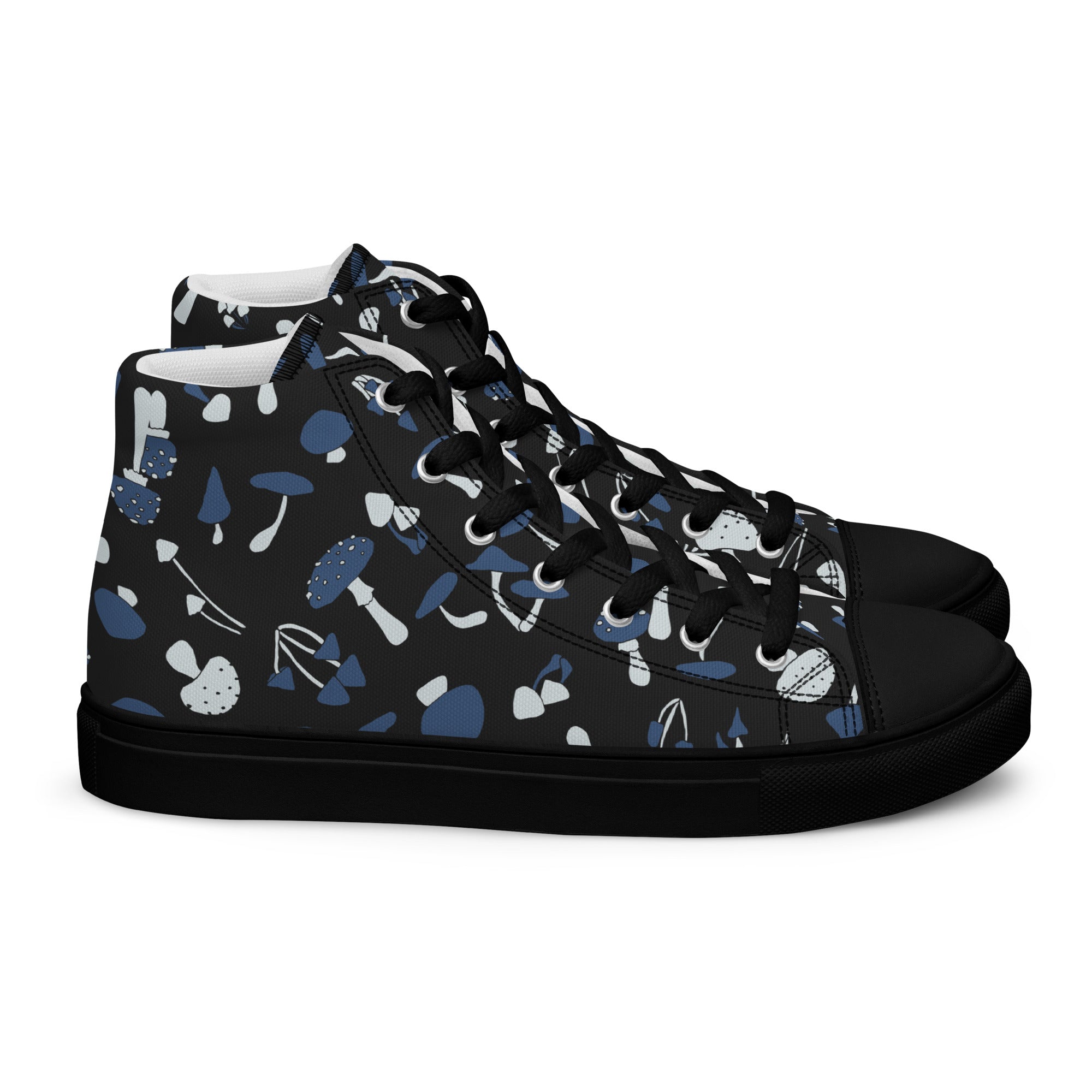Blue Fungi Women’s high top canvas shoes, footwear, penny royal design, shop now, shoes, sneakers