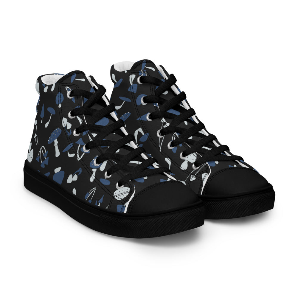 Blue Fungi Women’s high top canvas shoes, footwear, penny royal design, shop now, shoes, sneakers