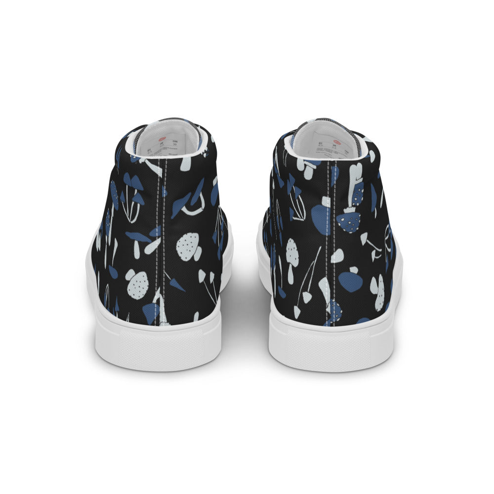 Blue Fungi Women’s high top canvas shoes, footwear, penny royal design, shop now, shoes, sneakers