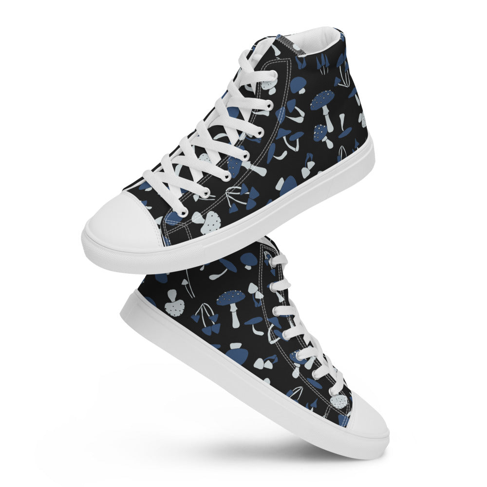 Blue Fungi Women’s high top canvas shoes, footwear, penny royal design, shop now, shoes, sneakers