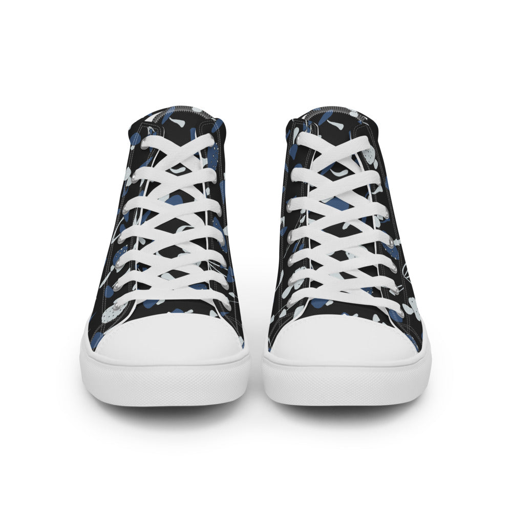 Blue Fungi Women’s high top canvas shoes, footwear, penny royal design, shop now, shoes, sneakers