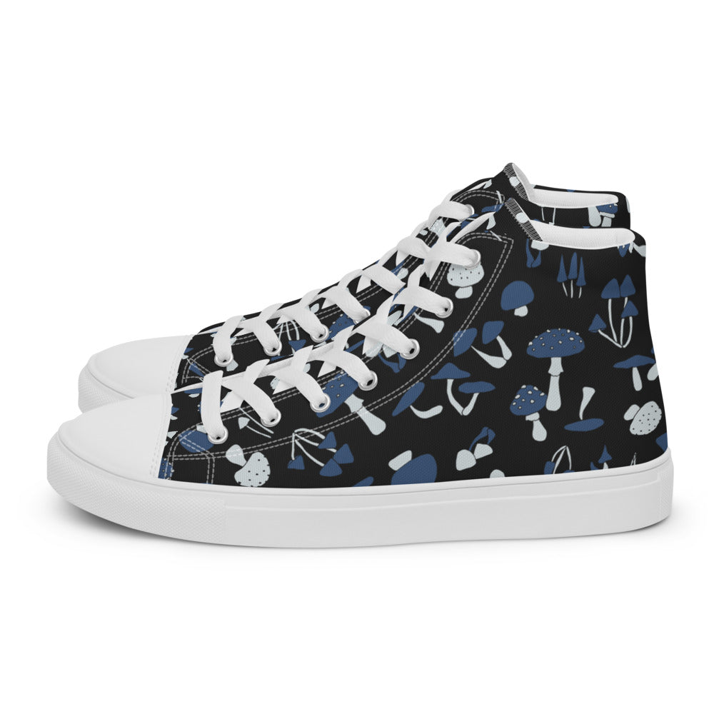 Blue Fungi Women’s high top canvas shoes, footwear, penny royal design, shop now, shoes, sneakers