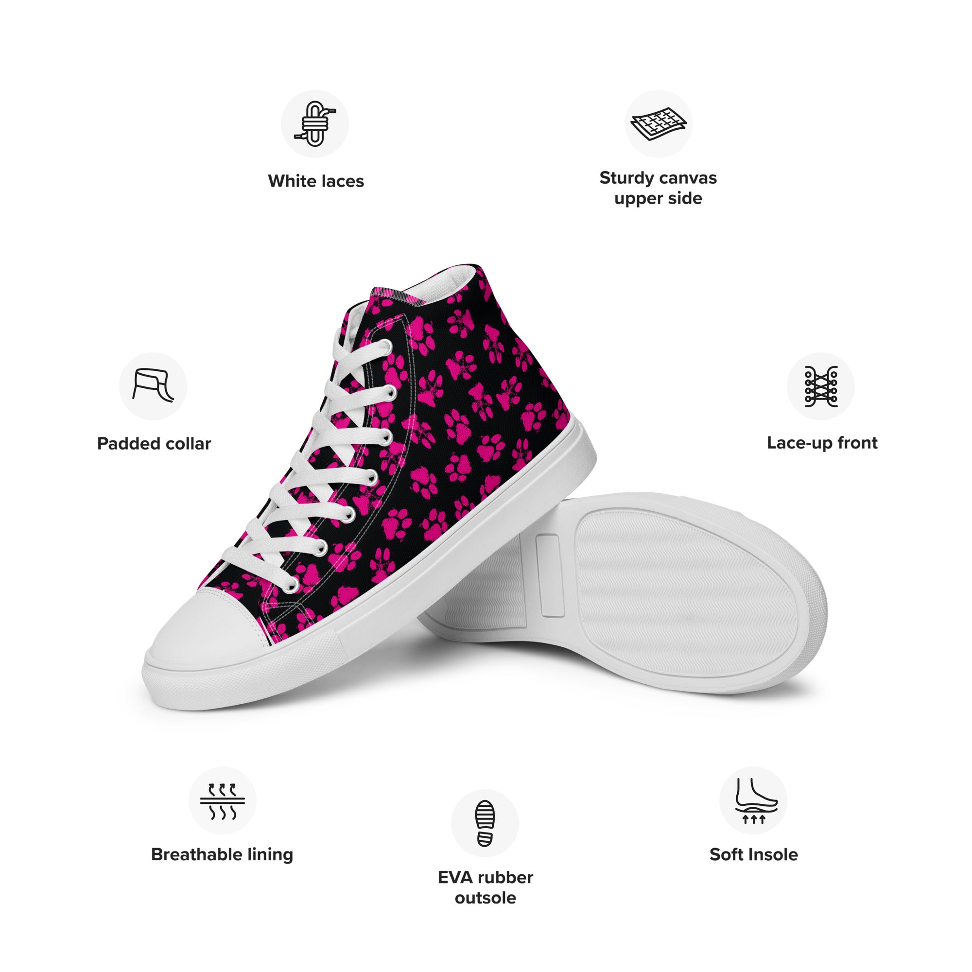 Pawprints Women’s high top canvas shoes, footwear, penny royal design, shop now, shoes, sneakers