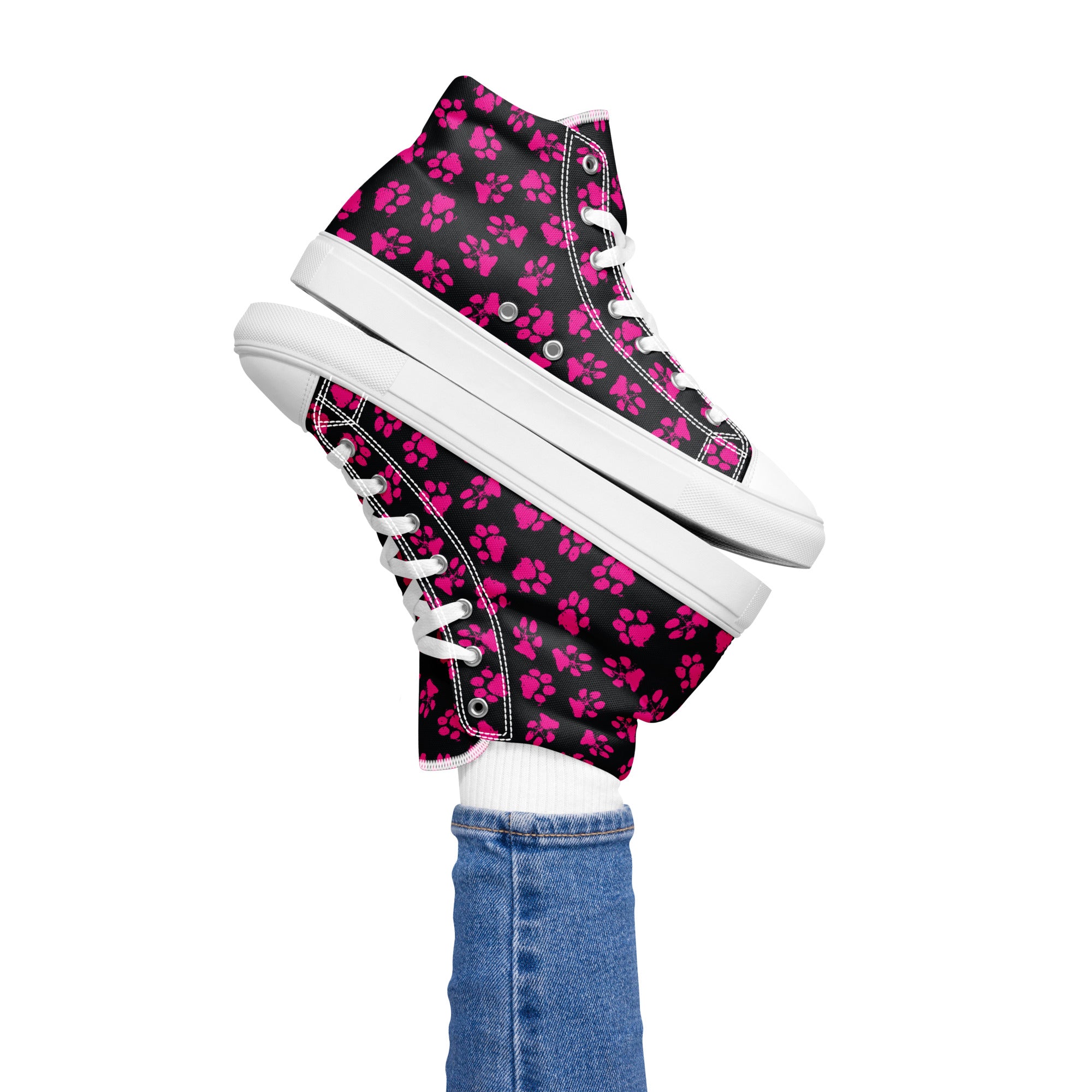 Pawprints Women’s high top canvas shoes, footwear, penny royal design, shop now, shoes, sneakers