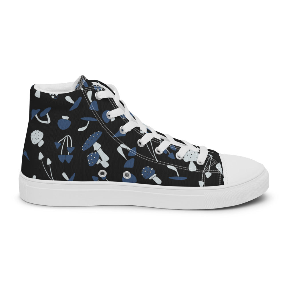 Blue Fungi Women’s high top canvas shoes, footwear, penny royal design, shop now, shoes, sneakers