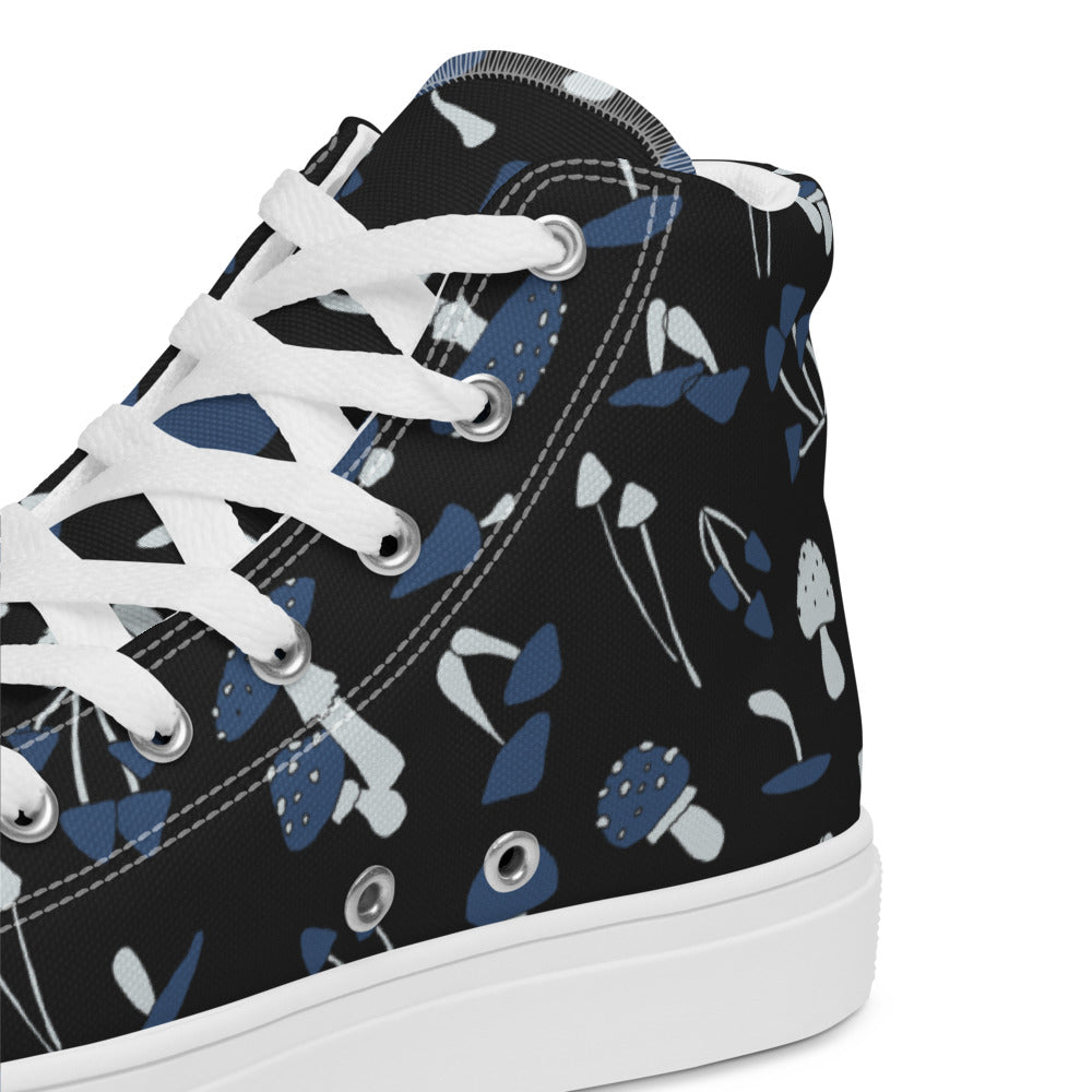 Blue Fungi Women’s high top canvas shoes, footwear, penny royal design, shop now, shoes, sneakers