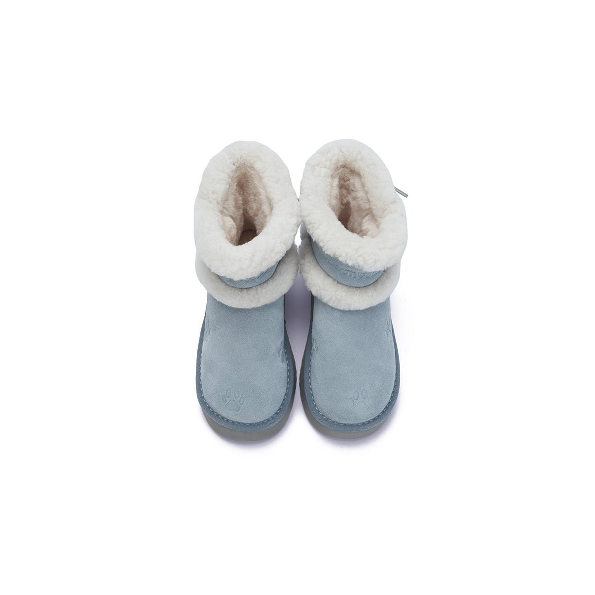 Women's Suede Platform Snow Boots – Paw Print Sherpa Collar Winter Ankle Boots