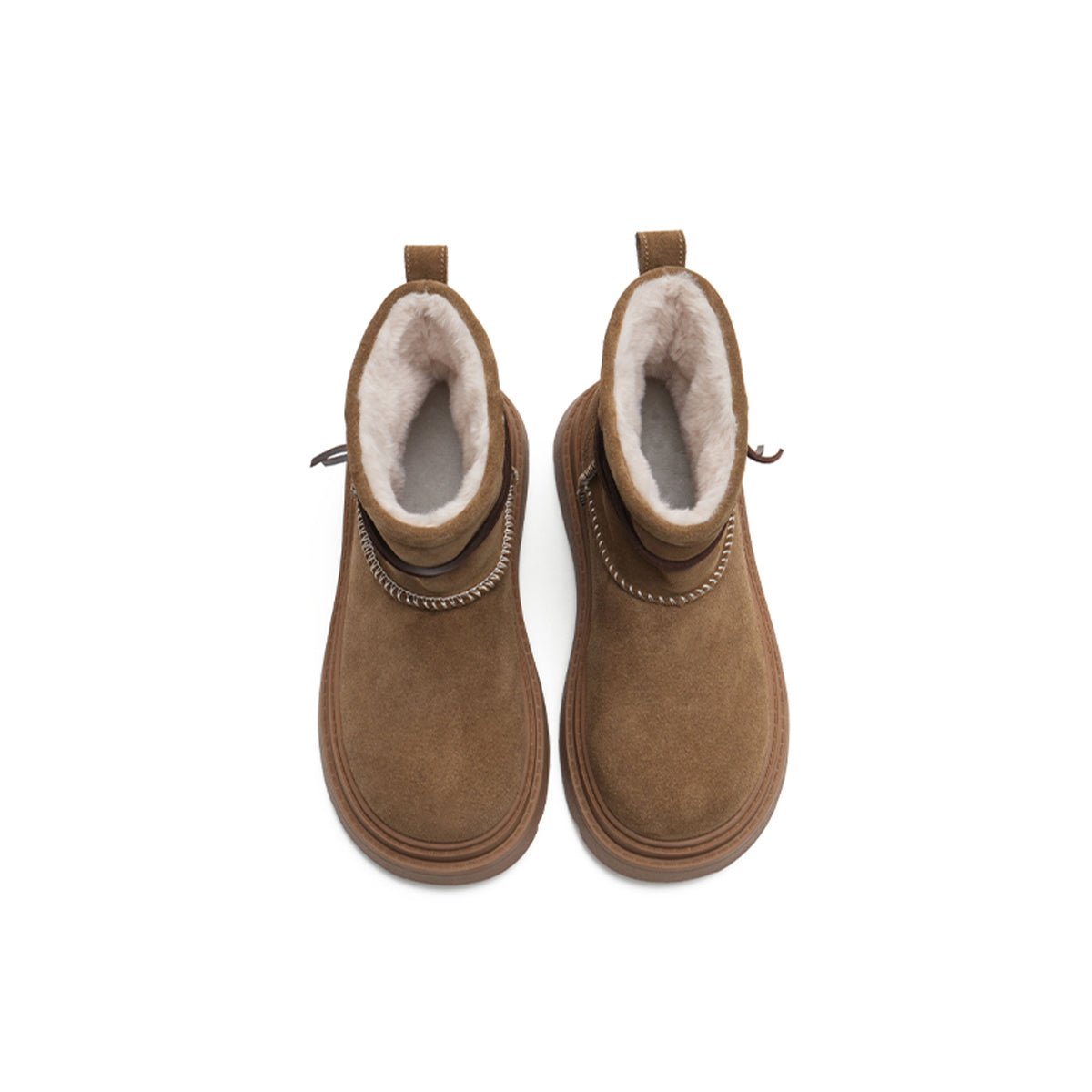Women's Suede Platform Snow Boots – Sherpa-Lined Chunky Winter Ankle Boots