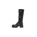 Women's Triple Buckle Knee-High Leather Boots