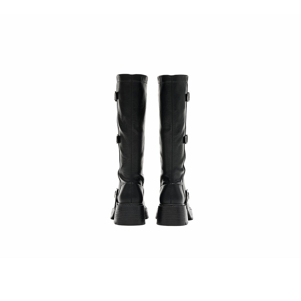 Women's Triple Buckle Knee-High Leather Boots